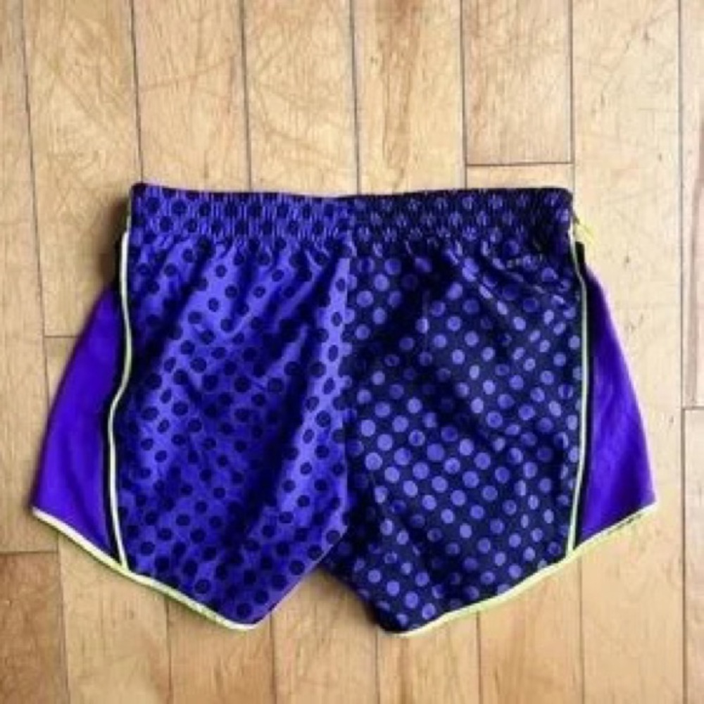 Nike Purple Polka Dot Athletic Shorts with Lime Trim - Picture 3 of 5